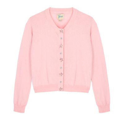 Yumi Girl Pink Embellished Button Cardigan